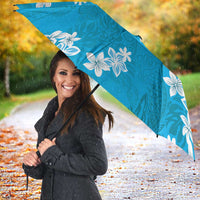 Hawaii Monstera Deliciosa Umbrella Blue Plumeria Polynesian Pattern - Polynesian Pride