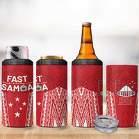 Samoa FAST 4 in 1 Can Cooler Tumbler Forever Proud Samoan Tribal Pattern - Polynesian Pride