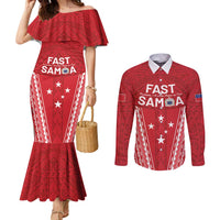 Samoa FAST Couples Matching Mermaid Dress and Long Sleeve Button Shirt Forever Proud Samoan Tribal Pattern - Polynesian Pride