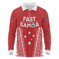 Samoa FAST Long Sleeve Polo Shirt Forever Proud Samoan Tribal Pattern - Polynesian Pride