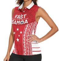 Samoa FAST Women Sleeveless Polo Shirt Forever Proud Samoan Tribal Pattern - Polynesian Pride