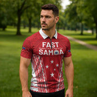 Samoa FAST Zipper Polo Shirt Forever Proud Samoan Tribal Pattern - Polynesian Pride