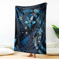 Hawaii Makahiki Season Blanket Floral Tribal Tattoo Blue Galaxy
