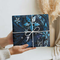 Hawaii Makahiki Season Wrapping Paper Floral Tribal Tattoo Blue Galaxy - Polynesian Pride