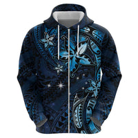Hawaii Makahiki Season Zip Hoodie Floral Tribal Tattoo Blue Galaxy LT05 - Polynesian Pride