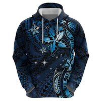 Hawaii Makahiki Season Zip Hoodie Floral Tribal Tattoo Blue Galaxy LT05 - Polynesian Pride