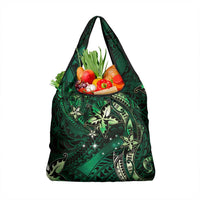 Hawaii Makahiki Season Grocery Bag Floral Tribal Tattoo Green Galaxy LT05 1-pack One Size Green - Polynesian Pride