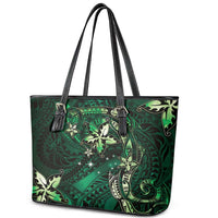 Hawaii Makahiki Season Leather Tote Bag Floral Tribal Tattoo Green Galaxy LT05 - Polynesian Pride