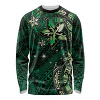 Hawaii Makahiki Season Long Sleeve Shirt Floral Tribal Tattoo Green Galaxy LT05 Unisex Green - Polynesian Pride