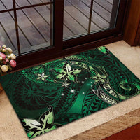 Hawaii Makahiki Season Rubber Doormat Floral Tribal Tattoo Green Galaxy LT05 - Polynesian Pride