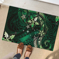 Hawaii Makahiki Season Rubber Doormat Floral Tribal Tattoo Green Galaxy LT05 - Polynesian Pride