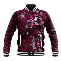 Hawaii Makahiki Season Baseball Jacket Floral Tribal Tattoo Pink Galaxy