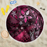 Hawaii Makahiki Season Beach Blanket Floral Tribal Tattoo Pink Galaxy