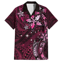 Hawaii Makahiki Season Family Matching Off The Shoulder Long Sleeve Dress and Hawaiian Shirt Floral Tribal Tattoo Pink Galaxy LT05 Dad's Shirt - Short Sleeve Pink - Polynesian Pride