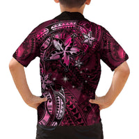 Hawaii Makahiki Season Family Matching Puletasi and Hawaiian Shirt Floral Tribal Tattoo Pink Galaxy LT05 - Polynesian Pride