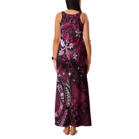 Hawaii Makahiki Season Family Matching Tank Maxi Dress and Hawaiian Shirt Floral Tribal Tattoo Pink Galaxy