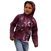 Hawaii Makahiki Season Kid Hoodie Floral Tribal Tattoo Pink Galaxy