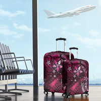Hawaii Makahiki Season Luggage Cover Floral Tribal Tattoo Pink Galaxy