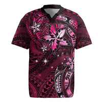 Hawaii Makahiki Season Rugby Jersey Floral Tribal Tattoo Pink Galaxy LT05 Pink - Polynesian Pride