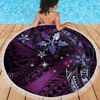 Hawaii Makahiki Season Beach Blanket Floral Tribal Tattoo Purple Galaxy