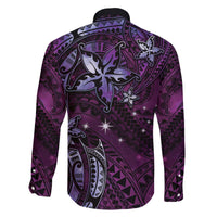 Hawaii Makahiki Season Family Matching Puletasi and Hawaiian Shirt Floral Tribal Tattoo Purple Galaxy LT05 - Polynesian Pride