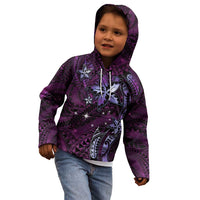 Hawaii Makahiki Season Kid Hoodie Floral Tribal Tattoo Purple Galaxy