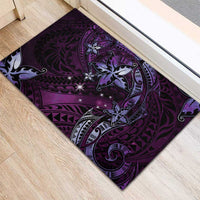 Hawaii Makahiki Season Rubber Doormat Floral Tribal Tattoo Purple Galaxy LT05 - Polynesian Pride