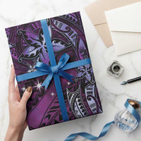 Hawaii Makahiki Season Wrapping Paper Floral Tribal Tattoo Purple Galaxy - Polynesian Pride