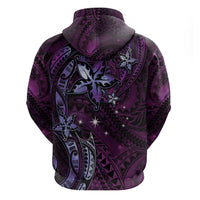 Hawaii Makahiki Season Zip Hoodie Floral Tribal Tattoo Purple Galaxy LT05 - Polynesian Pride