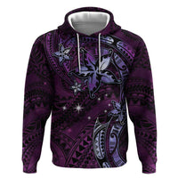 Hawaii Makahiki Season Zip Hoodie Floral Tribal Tattoo Purple Galaxy LT05 Pullover Hoodie Purple - Polynesian Pride