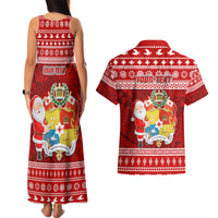 Personalized Tonga Christmas Couples Matching Tank Maxi Dress and Hawaiian Shirt Kilisimasi Fiefia Santas Coat Of Arms LT05 - Polynesian Pride