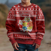 Personalised Tonga Christmas Kid Ugly Christmas Sweater Kilisimasi Fiefia Santas Coat Of Arms LT05 - Polynesian Pride