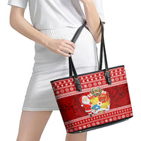 Tonga Christmas Leather Tote Bag Kilisimasi Fiefia Santas Coat Of Arms LT05 - Polynesian Pride