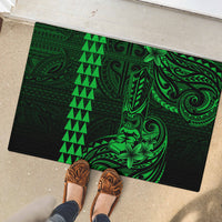 Hawaii Hauoli Makahiki Hou Rubber Doormat Lono Hawaiian God Kakau Polynesian Tribal Green LT05 - Polynesian Pride