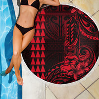Hawaii Hauoli Makahiki Hou Beach Blanket Lono Hawaiian God Kakau Polynesian Tribal Red LT05 - Wonder Print Shop