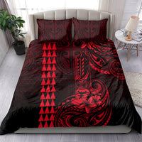 Hawaii Hauoli Makahiki Hou Bedding Set Lono Hawaiian God Kakau Polynesian Tribal Red LT05 - Polynesian Pride