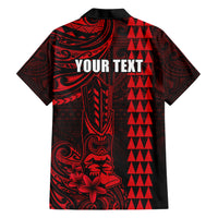 Personalized Hawaii Hauoli Makahiki Hou Family Matching Short Sleeve Bodycon Dress and Hawaiian Shirt Lono Hawaiian God Kakau Polynesian Tribal Red LT05 - Polynesian Pride