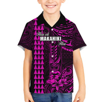 Personalized Hawaii Hauoli Makahiki Hou Family Matching Long Sleeve Bodycon Dress and Hawaiian Shirt Lono Hawaiian God Kakau Polynesian Tribal Pink LT05 Son's Shirt Pink - Polynesian Pride