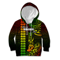 Personalized Hawaii Hauoli Makahiki Hou Kid Hoodie Lono Hawaiian God Kakau Polynesian Tribal Reggae LT05 Hoodie Reggae - Polynesian Pride