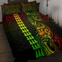 Hawaii Hauoli Makahiki Hou Quilt Bed Set Lono Hawaiian God Kakau Polynesian Tribal Reggae LT05 - Polynesian Pride