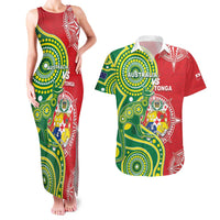 Custom Tonga Australia Rugby Couples Matching Tank Maxi Dress and Hawaiian Shirt Kangaroos And Tonga Mate Maa Together