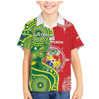 Custom Tonga Australia Rugby Family Matching Mermaid Dress and Hawaiian Shirt Kangaroos And Tonga Mate Maa Together