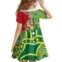 Custom Tonga Australia Rugby Family Matching Off The Shoulder Long Sleeve Dress and Hawaiian Shirt Kangaroos And Tonga Mate Maa Together LT05 - Polynesian Pride