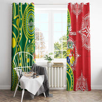 Tonga Australia Rugby Window Curtain Kangaroos And Tonga Mate Maa Together LT05 - Polynesian Pride