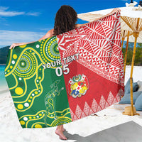 Custom Tonga XIII And Australia Kangaroos Sarong Mate Maa Tongan Ngatu With Aboriginal