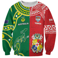 Custom Tonga XIII And Australia Kangaroos Sweatshirt Mate Maa Tongan Ngatu With Aboriginal