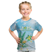 Personalised 2025 Aloha Hawaii Kid T Shirt Tropical Flowers And Honu