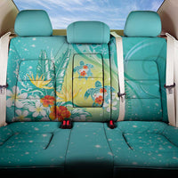 Hawaii Honu Back Car Seat Cover Tropical Flowers Turquoise Gradient