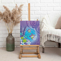 Hawaii Honu Canvas Wall Art Tropical Flowers Purple Gradient