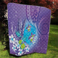 Hawaii Honu Quilt Tropical Flowers Purple Gradient